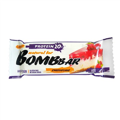 Батончик протеиновый малиновый чизкейк Protein cheesecake Bombbar 60 гр.