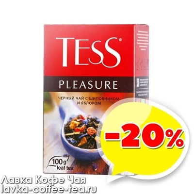 чай Tess "Pleasure" чёрный с шиповником и яблоком 100 г.