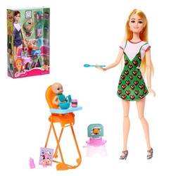 Кукла модель шарнирная "Анна"  с малышом и аксессуарами МИКС 6887642
