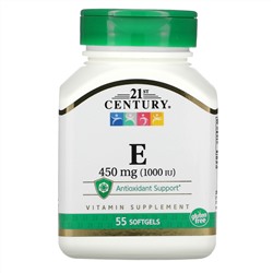 21st Century, витамин E, 450 мг (1000 МЕ), 55 капсул