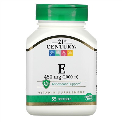 21st Century, витамин E, 450 мг (1000 МЕ), 55 капсул