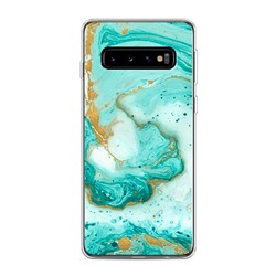 Силиконовый чехол Изумрудный мрамор на Samsung Galaxy S10