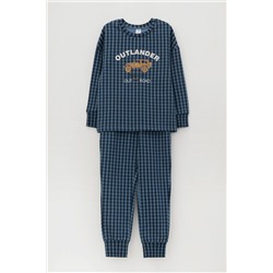 Пижама для мальчика Crockid К 1598 синий джинс, маленькая клетка