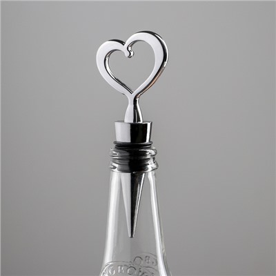 Пробка для бутылки «Сердечко», 11,5 см, цвет серебристый