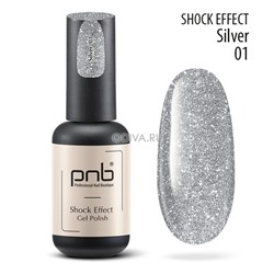 PNB, светоотражающий гель-лак "SHOCK EFFECT" №01 (Silver), 8 мл