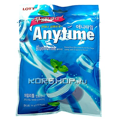 Леденцы Ксилитол Энитайм Блюмарин (Xylitol Anytime) Lotte 74 г Акция