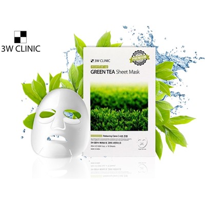 3W Clinic Корейская успокаивающая маска с Зеленым чаем Green Tea (4945), 25 ml