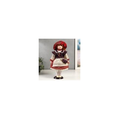 Кукла коллекционная керамика "Ульяна в полосатом платье с передником" 40 см 4822725