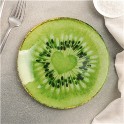 Тарелка пирожковая Доляна «Романтичный киви», d=18 см, цвет зелёный