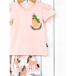 Комплект для девочки Baby Boom КД497/1 Светло-розовый единороги на полоске Б108