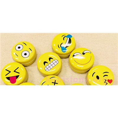 Круглая металлическая коробочка «Emoji»