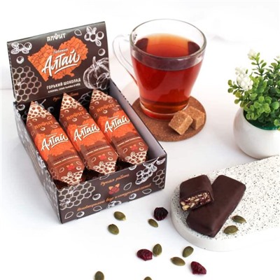 Любимый Алтай горький шоколад с вяленой клюквой и тыквой., 32 гр, Алфит