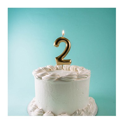 Свеча для торта "Цифра 4", золотая 8,5 см