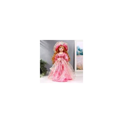 Кукла коллекционная керамика "Мадмуазель Эльза в розовом платье и шляпке" 40 см 6906440