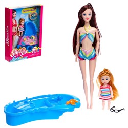 Кукла модель шарнирная "Синтия на отдыхе" с малышкой и аксессуарами, МИКС 6974552