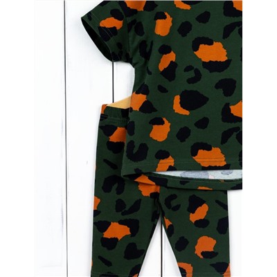 Комплект для девочки Baby Boom КД504/1-К-М Леопард на зеленом Б109