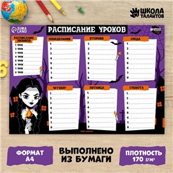 Расписание уроков «Девочка с косичками»‎ бумажное, А4