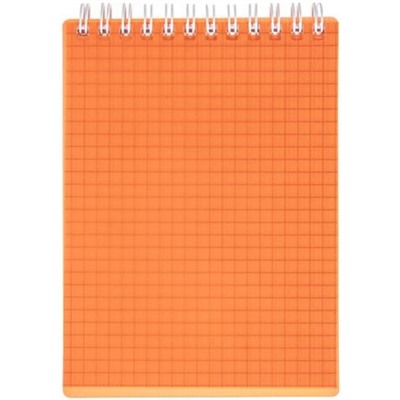 Блокнот на спирали А6 80л клетка пластик.обложка "LINE NEON" оранжевый (081516) 03035 Хатбер