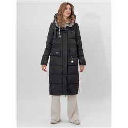 Пальто утепленное двухстороннее женское черного цвета 112272Ch