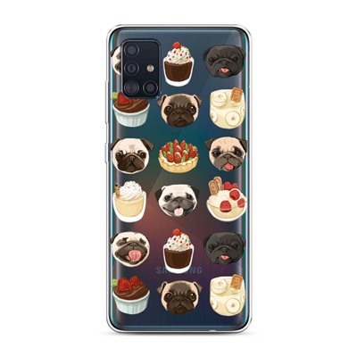 Силиконовый чехол Мопсы и сладости на Samsung Galaxy A51