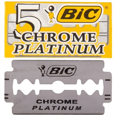 Лезвия для бритья классические двусторонние BIC Chrome Platinum 5шт.(20X5шт. =100 лезвий) на карте