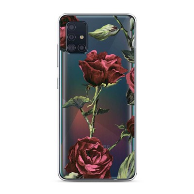Силиконовый чехол Бордовые розы фон на Samsung Galaxy A51