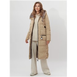 Пальто утепленное двухстороннее женское бежевого цвета 112272B