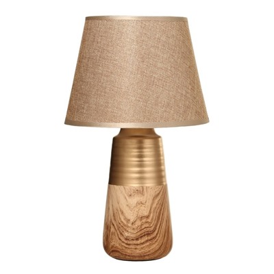 Лампа настольная "Флоринда" 1x40Вт E14 золото-светлое дерево 22х22х37 см.