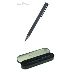 Ручка автоматическая шариковая 0.7мм в металлическом футляре "BERGAMO" синяя, (корпус черный, футляр черный) 20-0245/01 Bruno Visconti