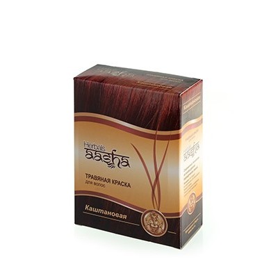 Краска для волос травяная "Каштановая" Ааша (на основе индийской хны) Aasha 6 пак. по 10 гр.