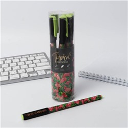 Ручка с колпачком и нанесением soft-touch Tropical, синяя паста, 0,7 мм, цена за 1 шт