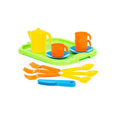 Набор детской посуды "Анюта" с подносом на 3 персоны