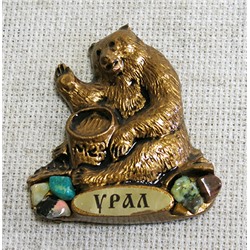 Магнит литой Медведь с бочонком меда, К-0139