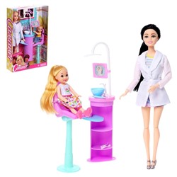 Кукла-модель шарнирная «Стоматолог Виктория» с малышом и аксессуарами, брюнетка 7797354
