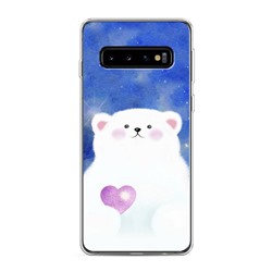 Силиконовый чехол Мишка с сердцем 2 на Samsung Galaxy S10