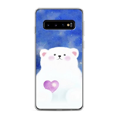 Силиконовый чехол Мишка с сердцем 2 на Samsung Galaxy S10