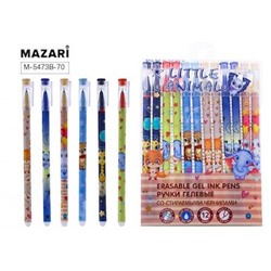 Ручка гелевая "Пиши-стирай" "LITTLE ANIMAL" синяя, игольчатый пиш.узел 0.5мм M-5473B-70 Mazari