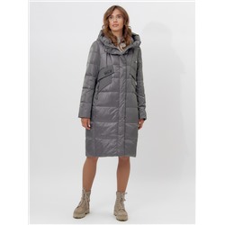 Пальто утепленное женское зимние темно-серого цвета 11201TC