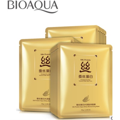 SALE! Маска увлажнение+лифтинг-эффект с протеинами шёлка BIOAQUA Silk Protein Aqua Shiny Moisturizing Mask,30гр.