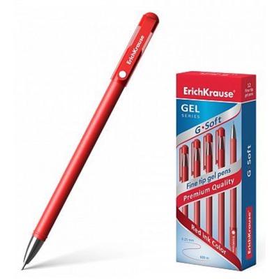 Ручка гелевая G-SOFT 0.38мм красная 39432 ErichKrause