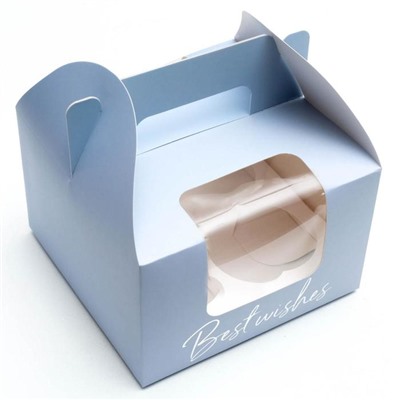 Коробка на 4 капкейка Best wishes, 16 × 16 × 10 см