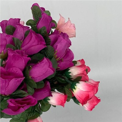 Цветы искусственные декоративные Кустовая мелкая роза 7 веток 21 бутона 60см