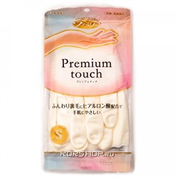 Хозяйственные перчатки из ПВХ с хлопковым покрытием белые Premium Touch S.T. Corp (размер S), Япония