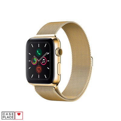 Металлический ремешок для Apple Watch 38/40 мм золотой Миланская петля