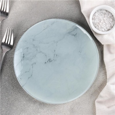 Тарелка обеденная Доляна «Марбл белый», d=20 см, цвет белый