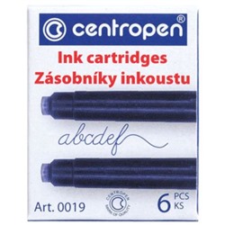 Баллончики для ручек 0019/06 (цена за 6 шт) синий Centropen