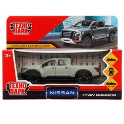 Машина металл NISSAN TITAN МАТОВЫЙ 12,5 см, двери, багаж, инерц, серый, кор. Технопарк