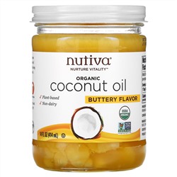 Nutiva, органическое кокосовое масло, с ароматом сливочного масла, 414 мл (14 жидк. унций)