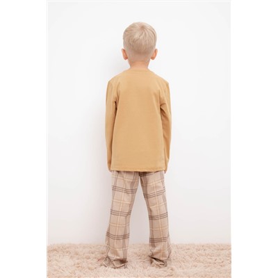 Пижама для мальчика Crockid К 1600 темно-бежевый, текстильная клетка