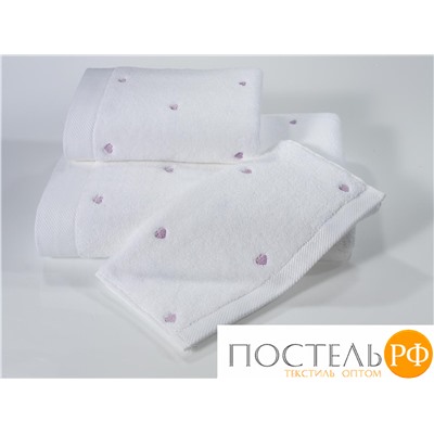 1018G11174100 Полотенце Soft cotton LOVE белый-фиолетовый 50X100